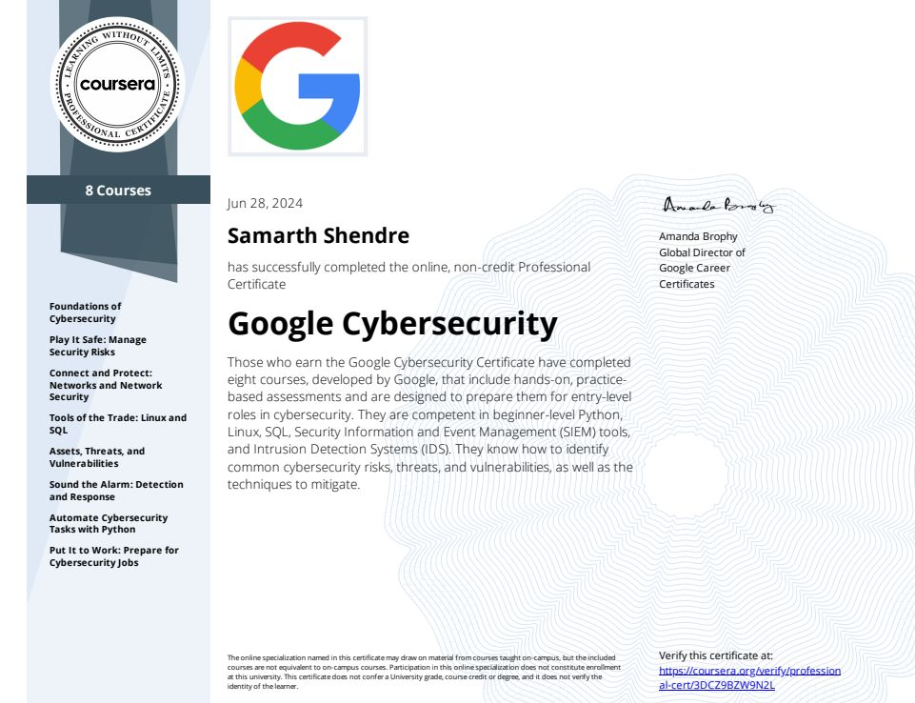 Google Cyber Security Cource